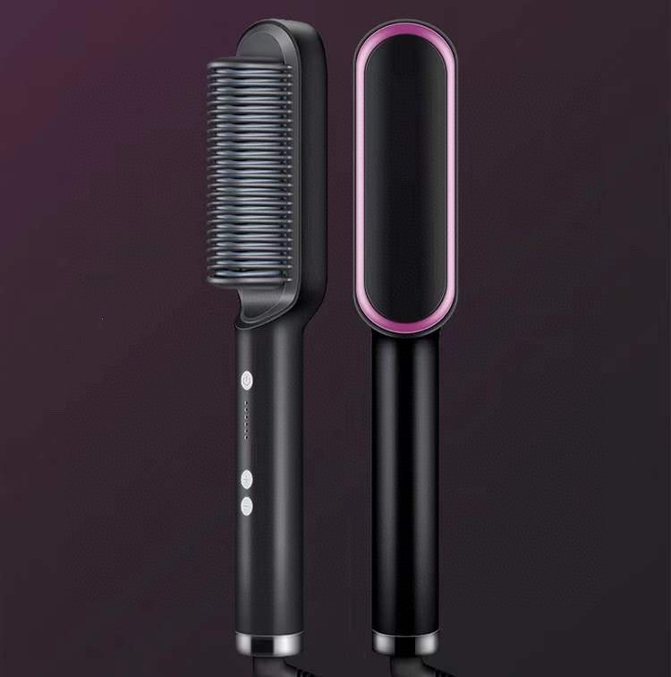 New 2 In 1 Hair Straightener Hot Comb Negative Ion Curling Tong Dual-purpose Electric Hair Brush null