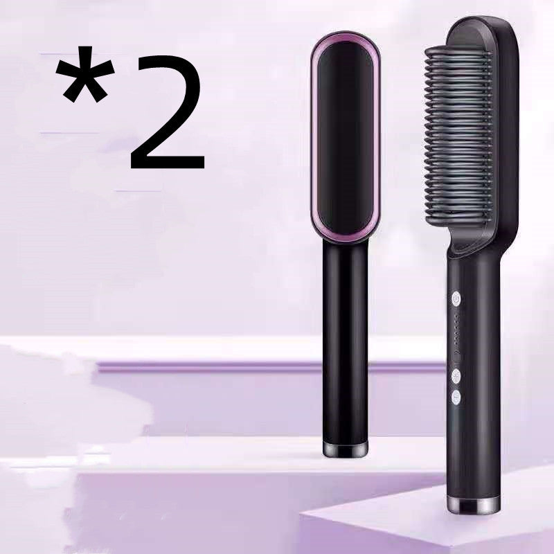 New 2 In 1 Hair Straightener Hot Comb Negative Ion Curling Tong Dual-purpose Electric Hair Brush null