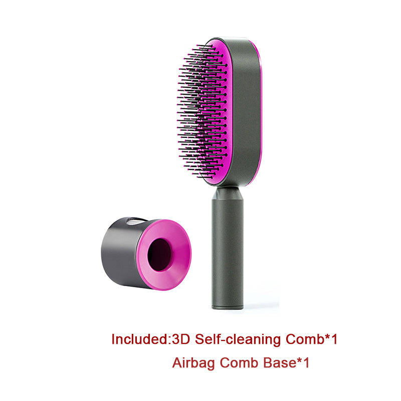 Self Cleaning Hair Brush For Women One-key Cleaning Hair Loss Airbag Massage Scalp Comb Anti-Static Hairbrush null