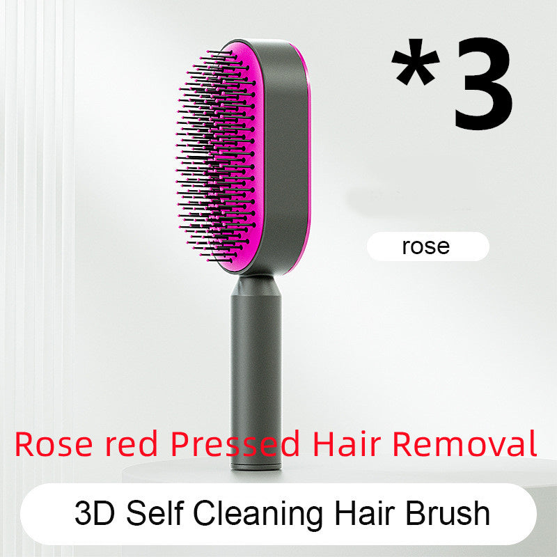 Self Cleaning Hair Brush For Women One-key Cleaning Hair Loss Airbag Massage Scalp Comb Anti-Static Hairbrush null