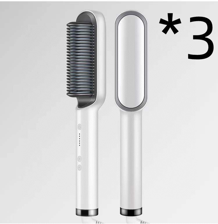 New 2 In 1 Hair Straightener Hot Comb Negative Ion Curling Tong Dual-purpose Electric Hair Brush null