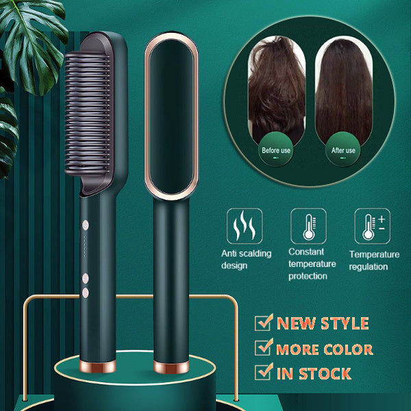 New 2 In 1 Hair Straightener Hot Comb Negative Ion Curling Tong Dual-purpose Electric Hair Brush null