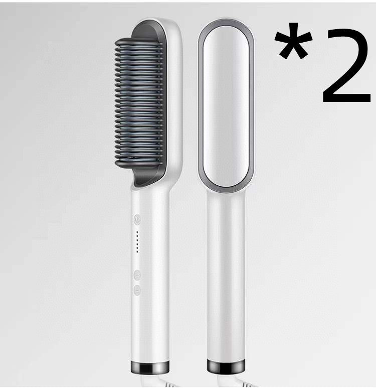 New 2 In 1 Hair Straightener Hot Comb Negative Ion Curling Tong Dual-purpose Electric Hair Brush null