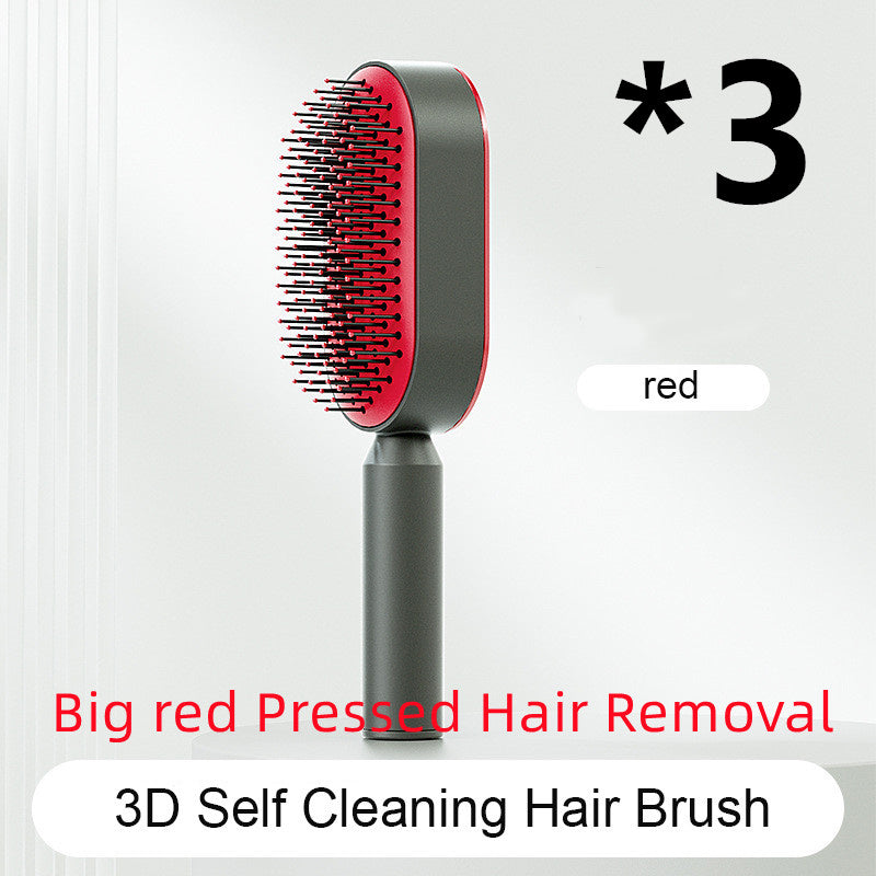 Self Cleaning Hair Brush For Women One-key Cleaning Hair Loss Airbag Massage Scalp Comb Anti-Static Hairbrush null