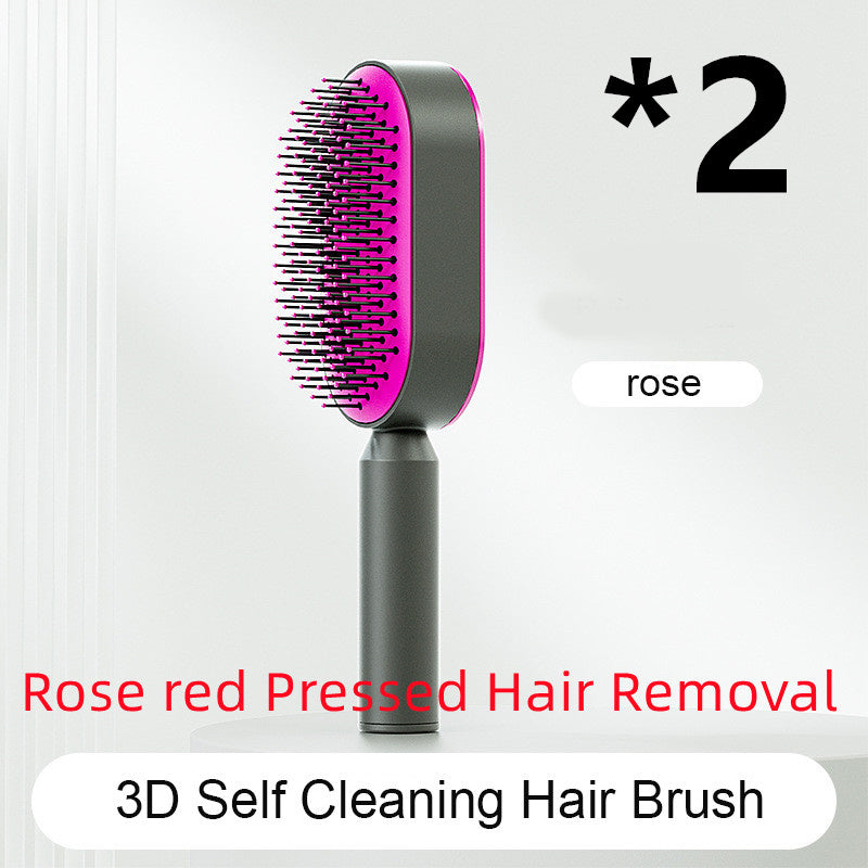 Self Cleaning Hair Brush For Women One-key Cleaning Hair Loss Airbag Massage Scalp Comb Anti-Static Hairbrush null