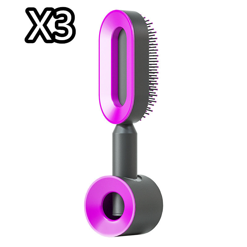 Self Cleaning Hair Brush For Women One-key Cleaning Hair Loss Airbag Massage Scalp Comb Anti-Static Hairbrush null