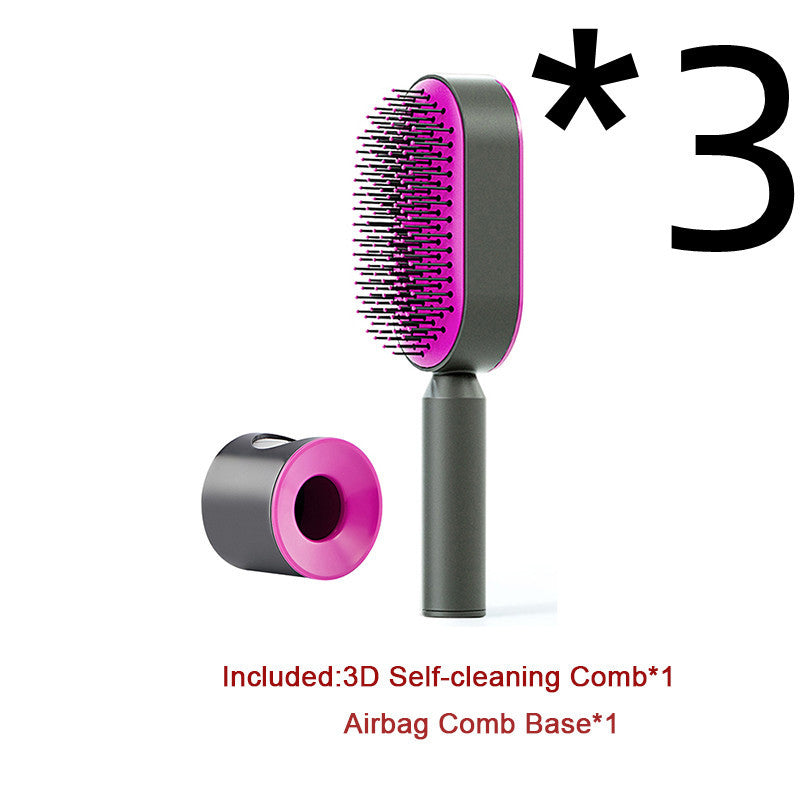 Self Cleaning Hair Brush For Women One-key Cleaning Hair Loss Airbag Massage Scalp Comb Anti-Static Hairbrush null