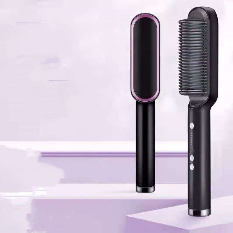 New 2 In 1 Hair Straightener Hot Comb Negative Ion Curling Tong Dual-purpose Electric Hair Brush null