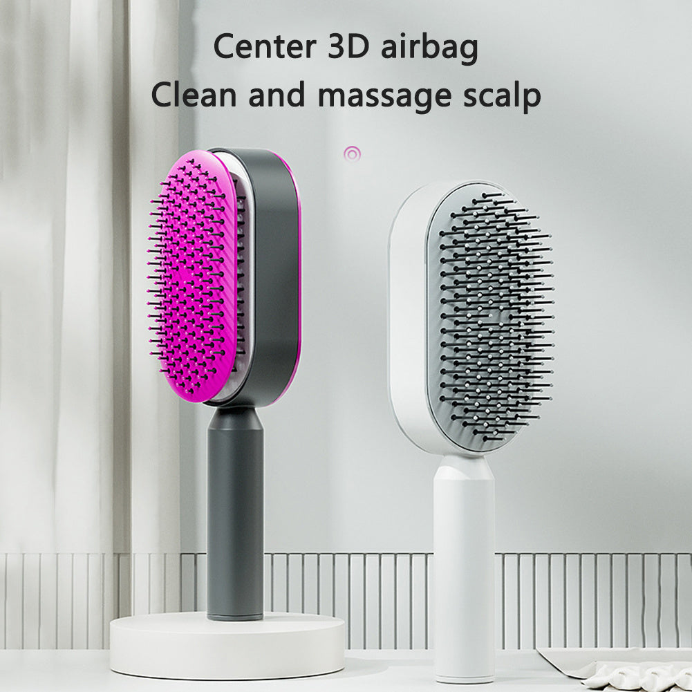 Self Cleaning Hair Brush For Women One-key Cleaning Hair Loss Airbag Massage Scalp Comb Anti-Static Hairbrush null