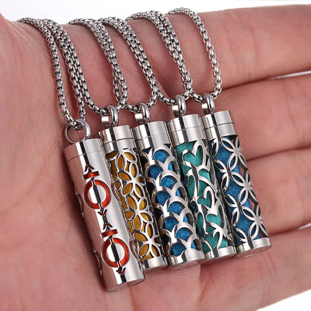 Aromatherapy Pendant Perfume Bottle Essential Oil Titanium Steel - Rizk From Razzak