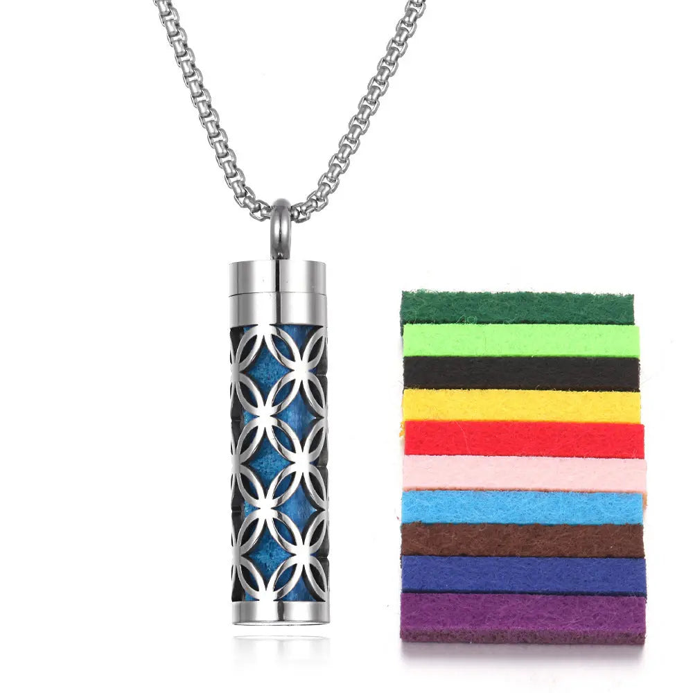 Aromatherapy Pendant Perfume Bottle Essential Oil Titanium Steel - Rizk From Razzak