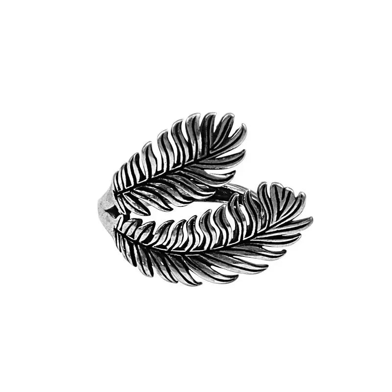 Black Retro Personality Women Feather Ring Women Rizkfromrazzak