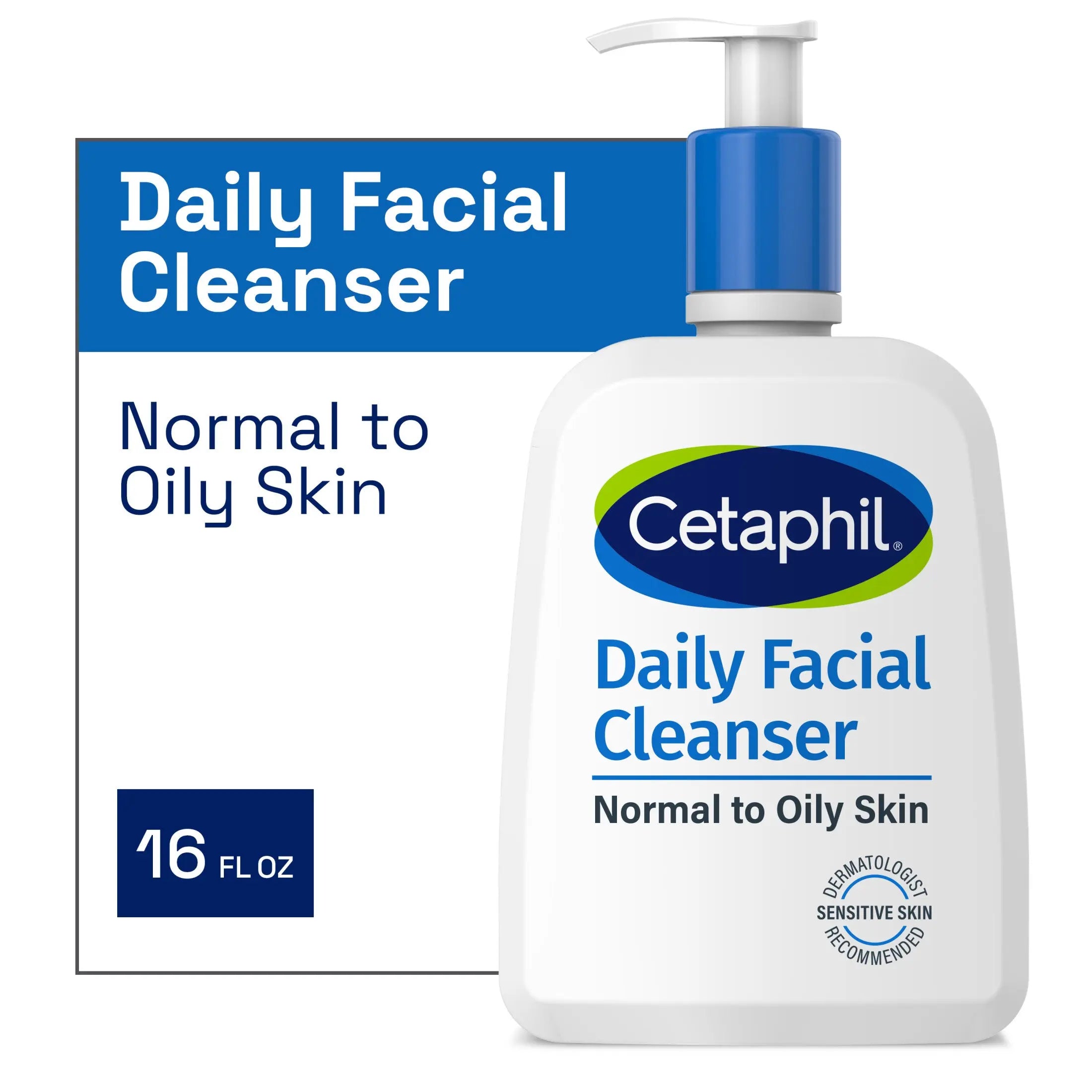 Cetaphil Daily Facial Cleanser for Sensitive, Combination to Oily Skin, 16 oz Rizkfromrazzak