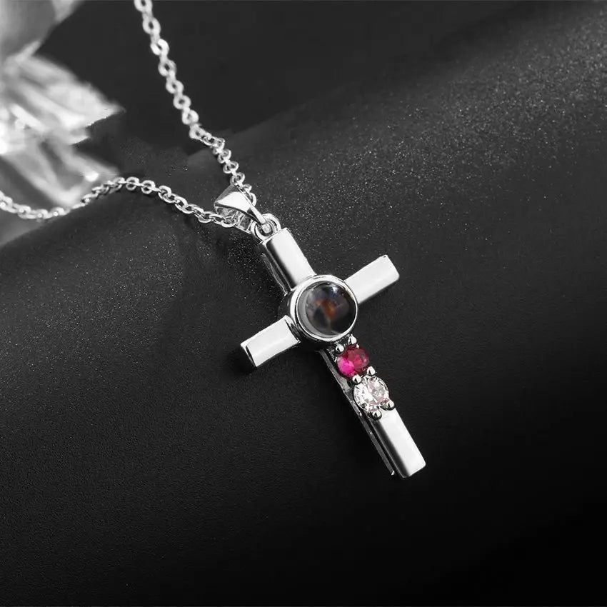 Colorful Diamond Cross Projection In Languages, I Love You Necklace - Rizk From Razzak