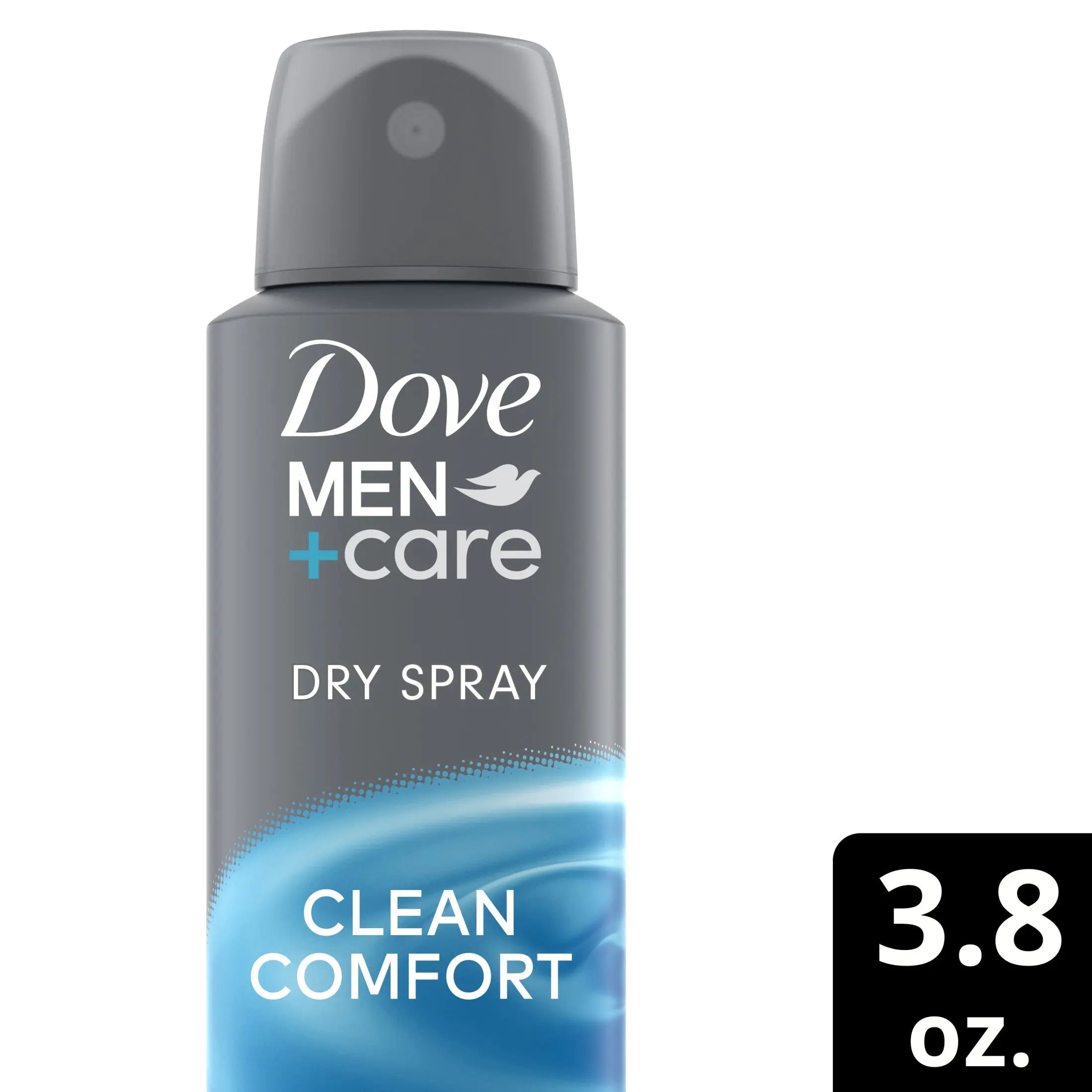 Close-up of Dove Men+Care deodorant spray with "72-hour protection" highlighted