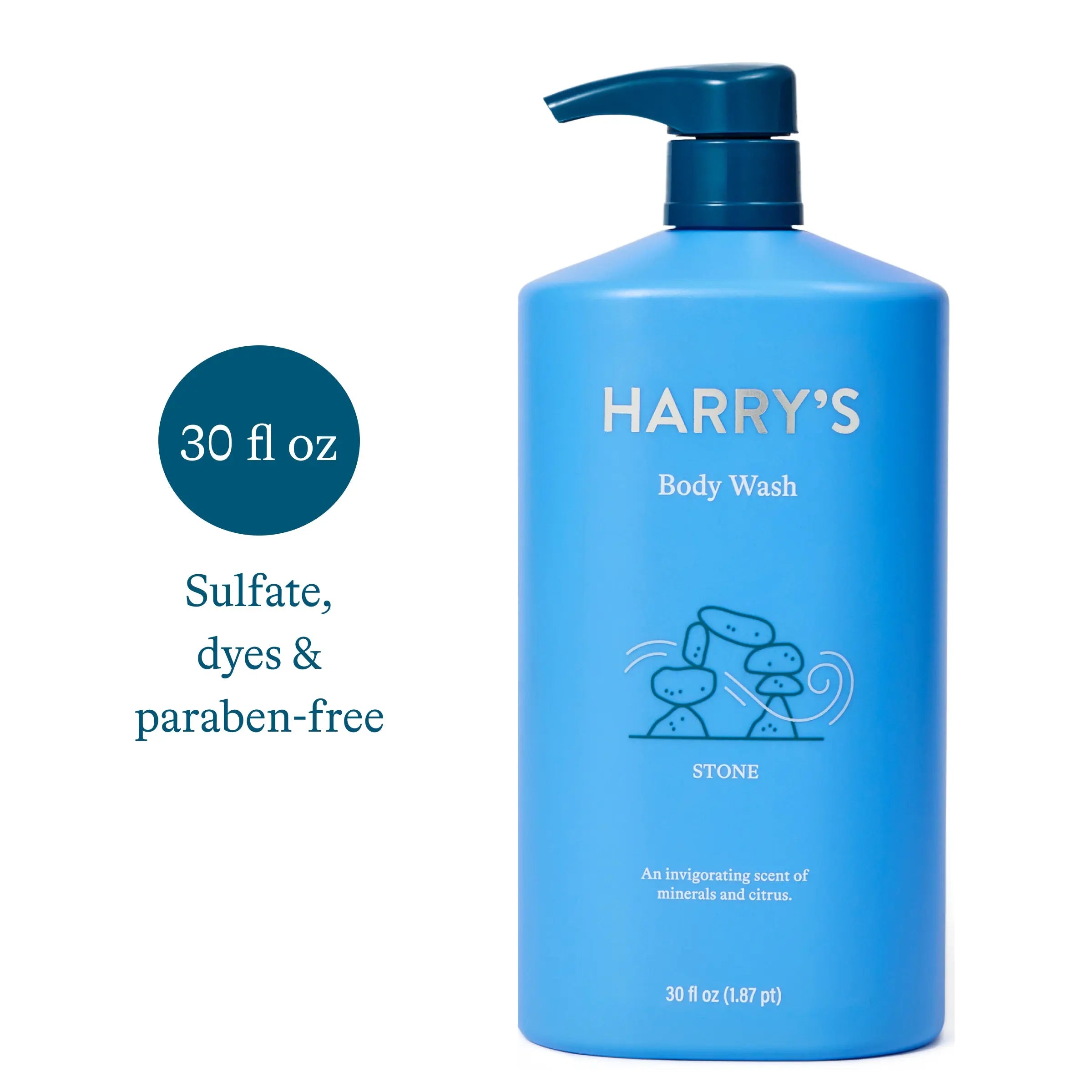 Harry's Men's Cleansing Body Wash Pump, Stone Scent, 30 fl oz Rizkfromrazzak