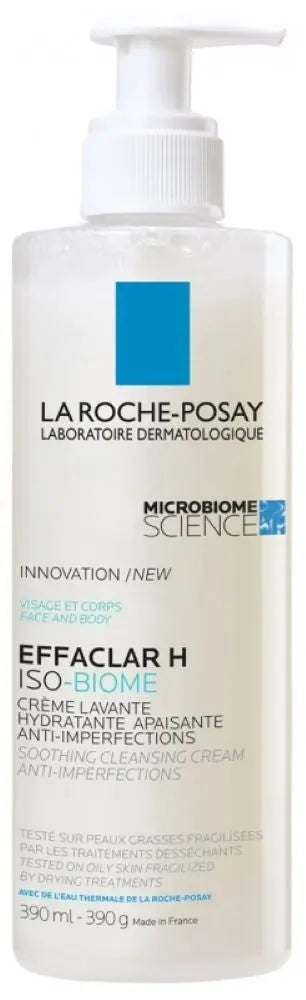 La Roche-Posay Effaclar H Iso-Biome Soothing Moisturising Cleansing Cream 390ml for Acne Prone Skin Rizkfromrazzak