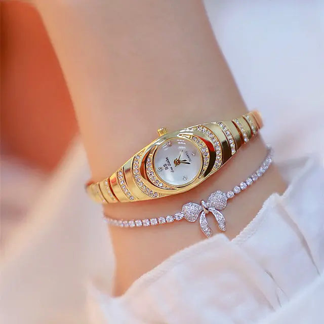 Ladies Gold Watch Diamond Wristwatch Female Fashion Bracelet Watches Women Full Diamond Watch Rizkfromrazzak