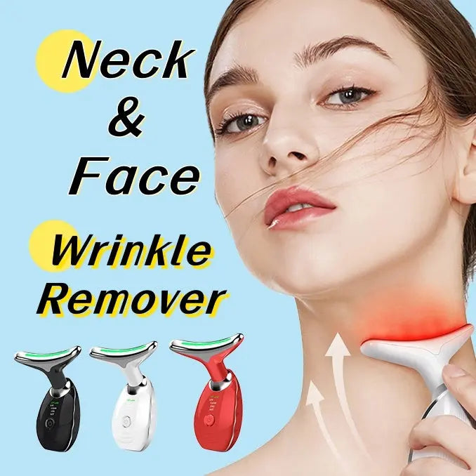 Neck Face Beauty Device Colorful LED Photon Therapy Skin Tighten Reduce Double Chin Anti Wrinkle Remove Lifting Massager - Rizk From Razzak