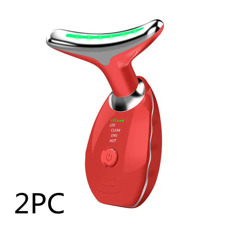 Neck Face Beauty Device Colorful LED Photon Therapy Skin Tighten Reduce Double Chin Anti Wrinkle Remove Lifting Massager - Rizk From Razzak