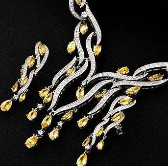 New Crystal Jewelry Zircon Jewelry Set Tassel Pendant Rizkfromrazzak