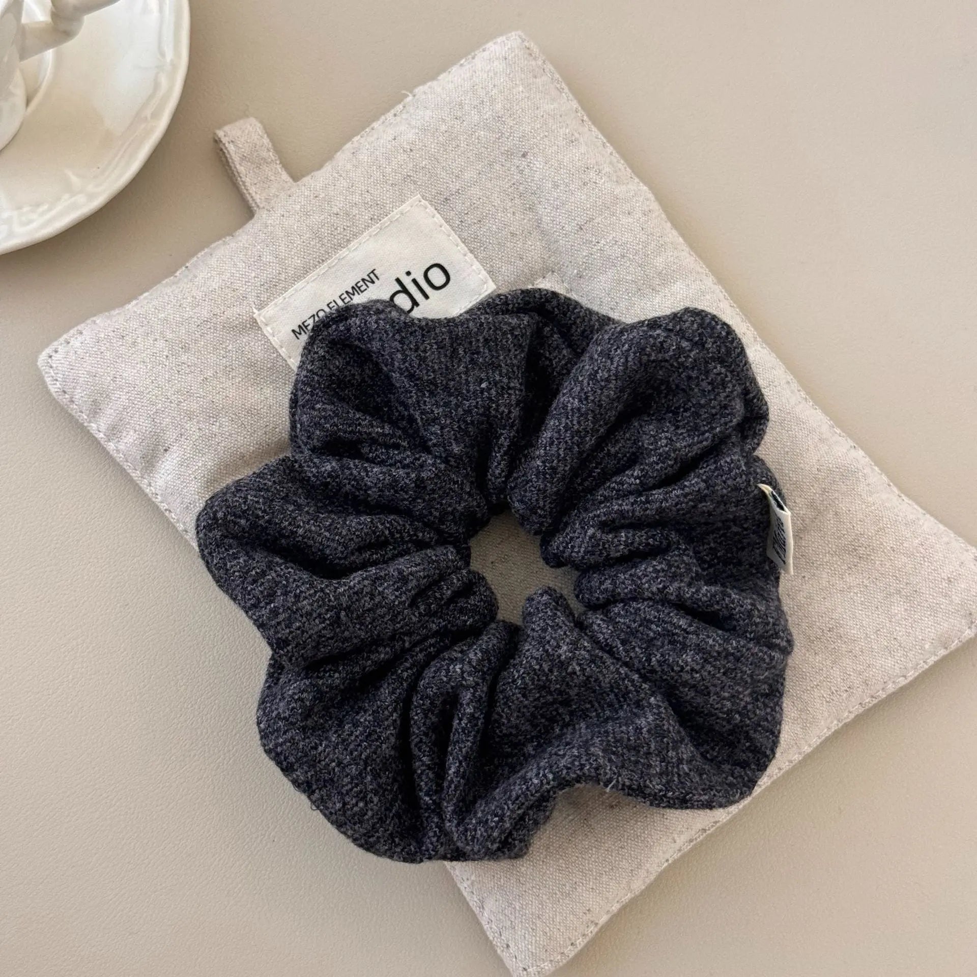 High Sense Oat Gray Texture Woolen Large Intestine Hair Ring - Rizk From Razzak