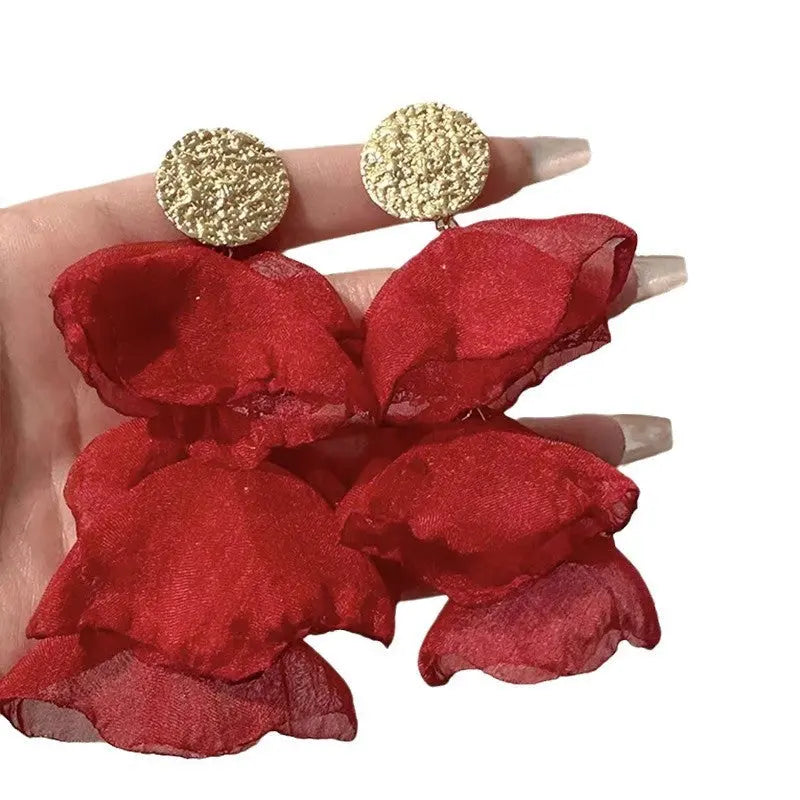 Retro Chiffon Petal Fringed Earrings - Rizk From Razzak