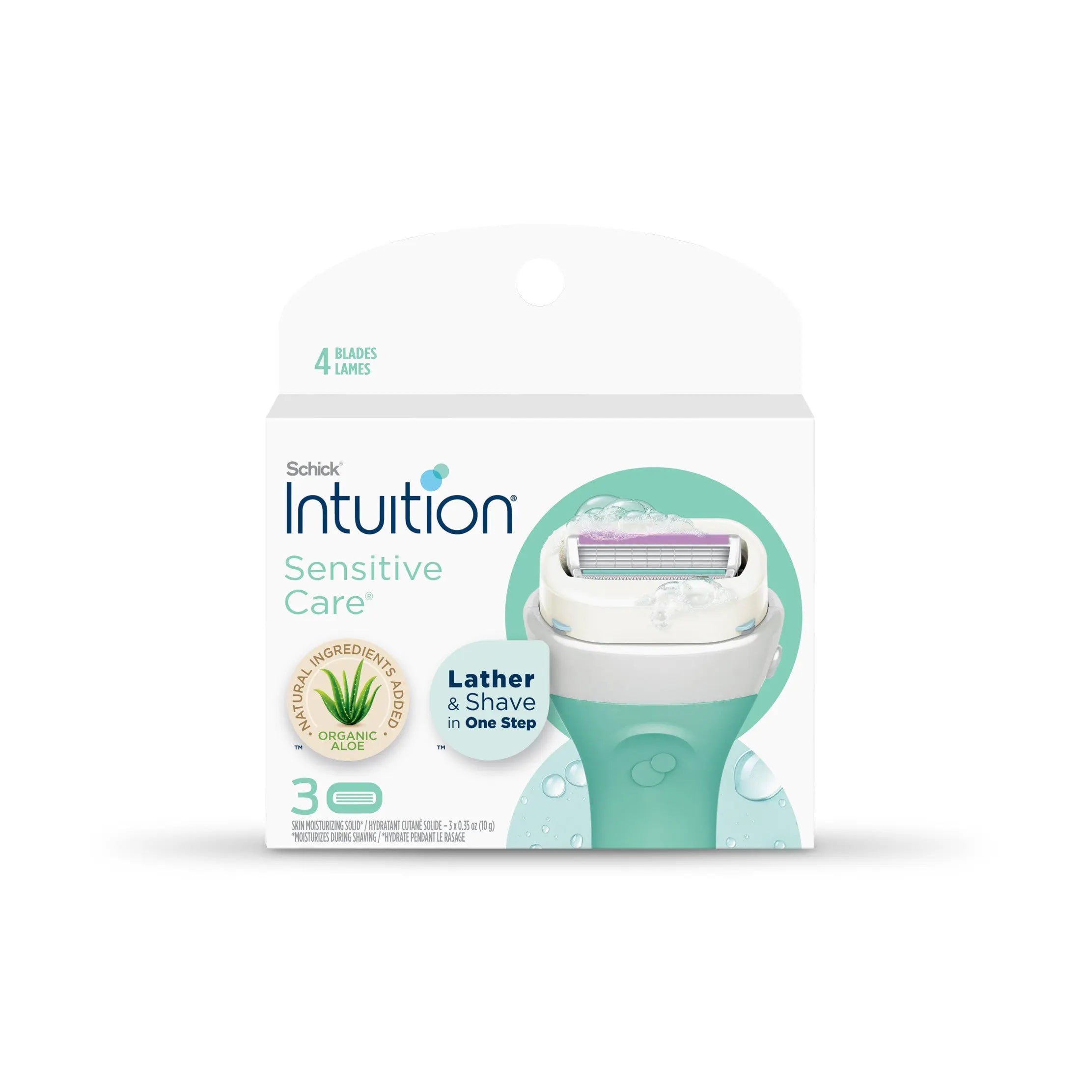 Schick Intuition Sensitive Care Razor Refills 3-count front view
