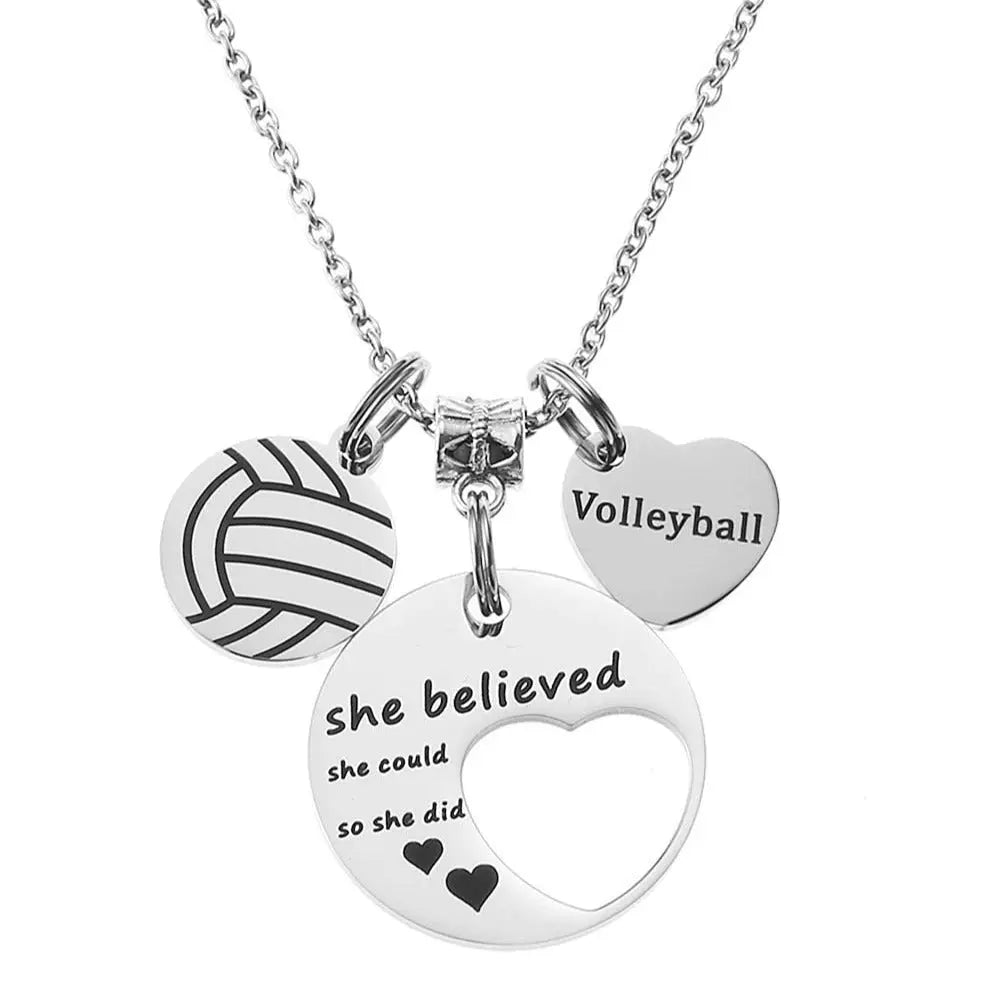 Stainless Steel Basketball Round Sports Love Pendant Necklace Adron Glow