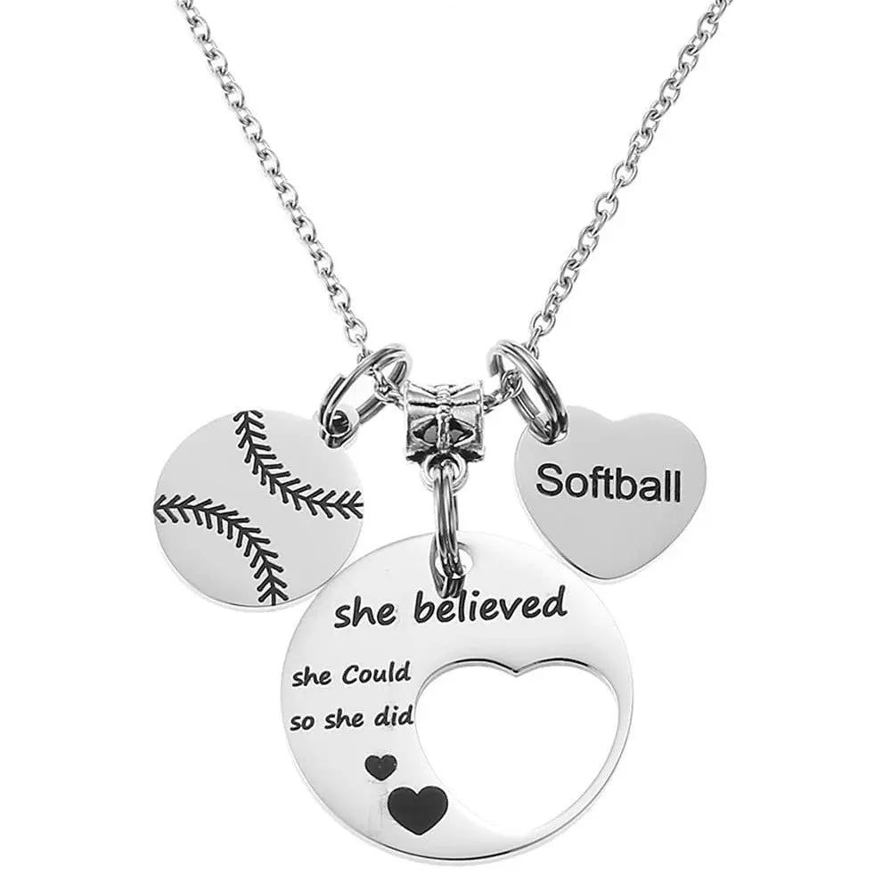 Stainless Steel Basketball Round Sports Love Pendant Necklace Adron Glow