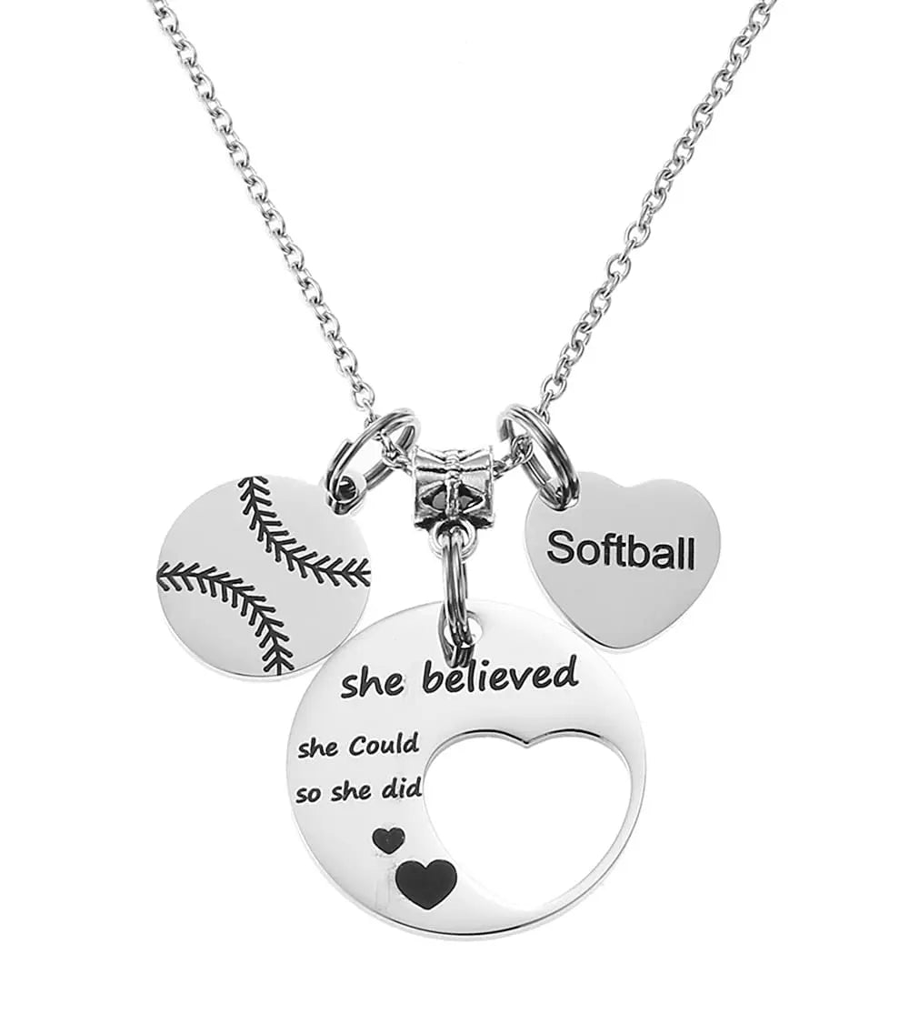 Stainless Steel Basketball Round Sports Love Pendant Necklace Adron Glow