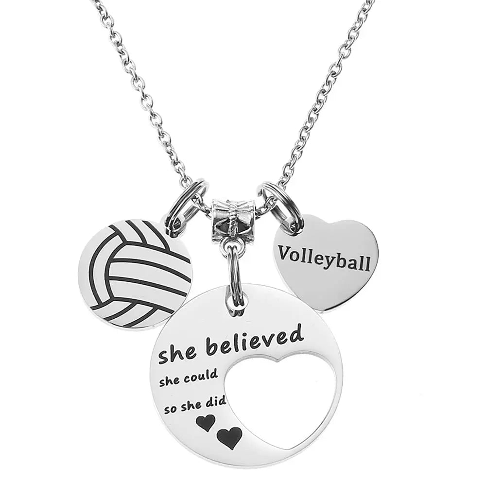 Stainless Steel Basketball Round Sports Love Pendant Necklace Adron Glow