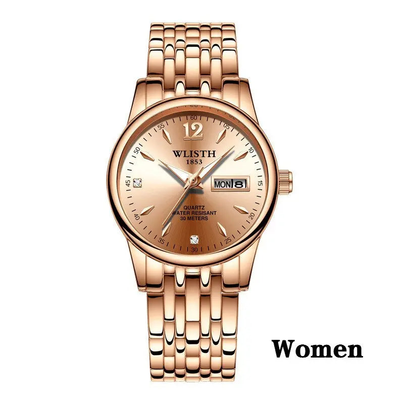 Women Dress Watch Rose Gold Stainless Steel WLISTH Brand Fashion Ladies Wristwatch Week Date Quartz Clock Female Luxury Watches Rizkfromrazzak