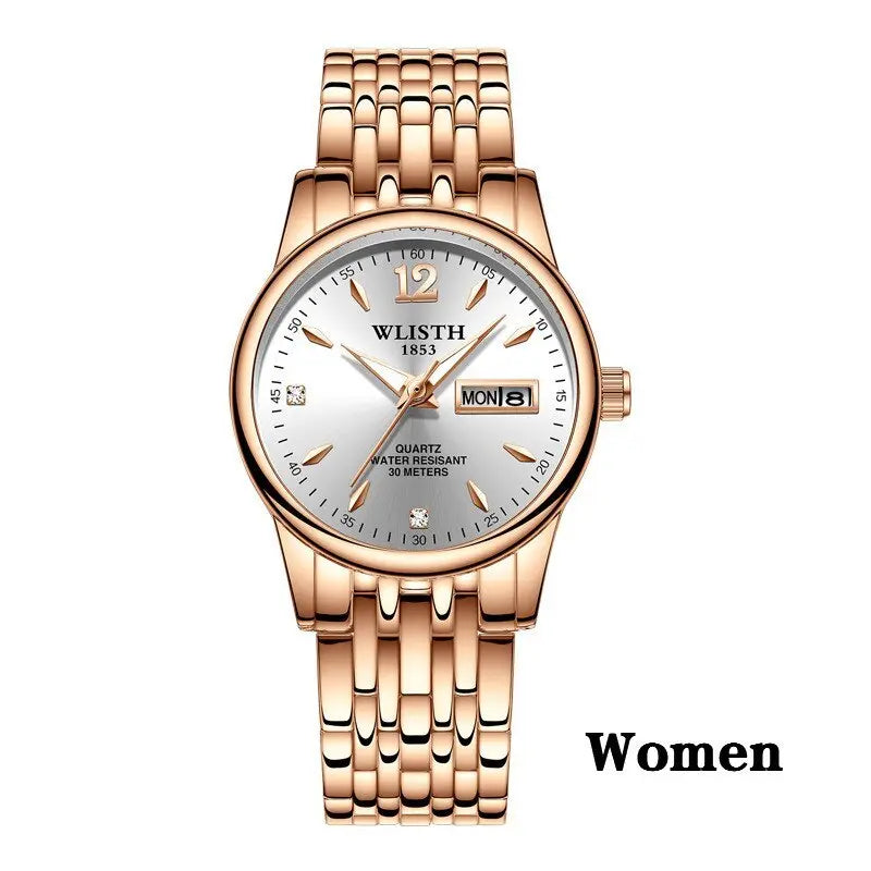 Women Dress Watch Rose Gold Stainless Steel WLISTH Brand Fashion Ladies Wristwatch Week Date Quartz Clock Female Luxury Watches Rizkfromrazzak