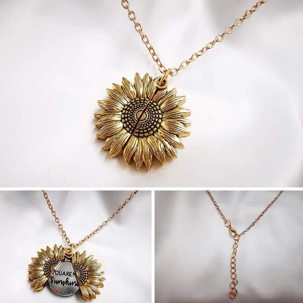 You Are My Sunshine Sunflower Necklace Women Men - Rizk From Razzak