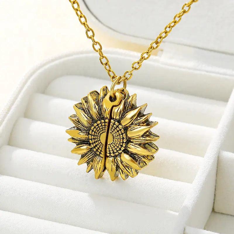 You Are My Sunshine Sunflower Necklace Women Men - Rizk From Razzak