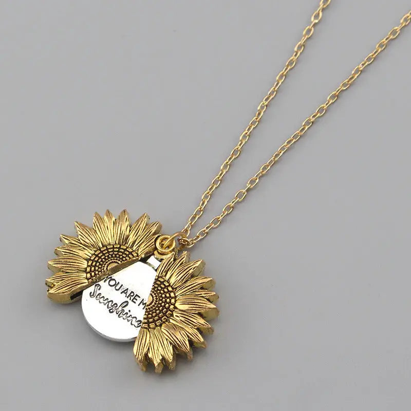 You Are My Sunshine Sunflower Necklace Women Men - Rizk From Razzak