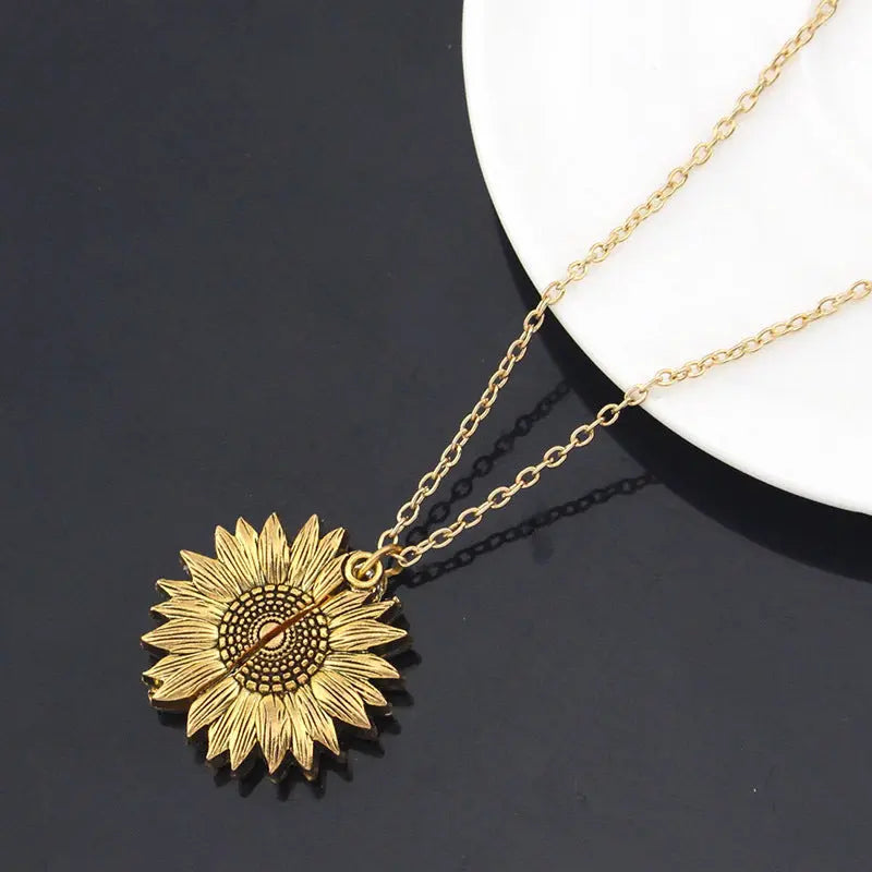 You Are My Sunshine Sunflower Necklace Women Men - Rizk From Razzak