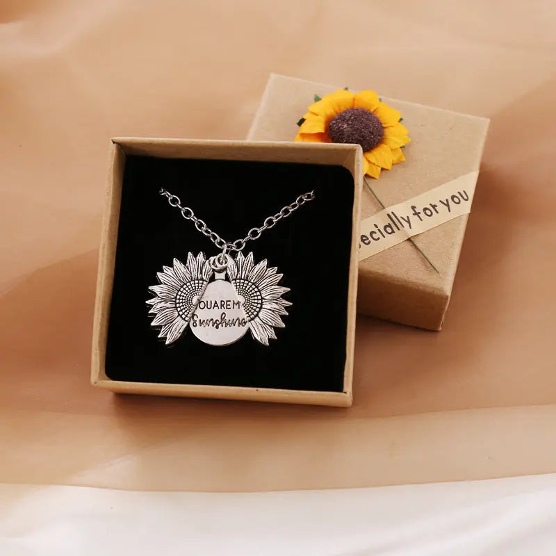 You Are My Sunshine Sunflower Necklace Women Men - Rizk From Razzak