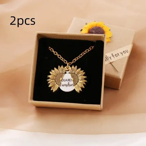 You Are My Sunshine Sunflower Necklace Women Men - Rizk From Razzak