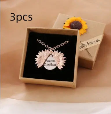 You Are My Sunshine Sunflower Necklace Women Men - Rizk From Razzak