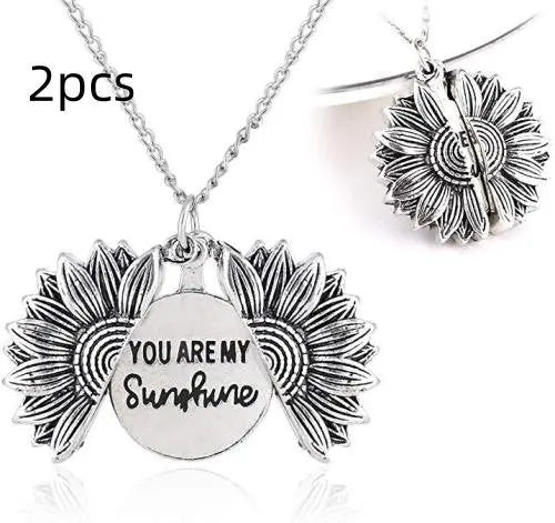 You Are My Sunshine Sunflower Necklace Women Men - Rizk From Razzak