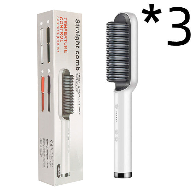 New 2 In 1 Hair Straightener Hot Comb Negative Ion Curling Tong Dual-purpose Electric Hair Brush null