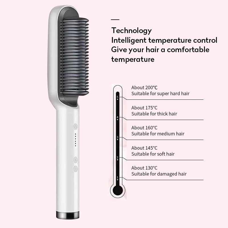 New 2 In 1 Hair Straightener Hot Comb Negative Ion Curling Tong Dual-purpose Electric Hair Brush null