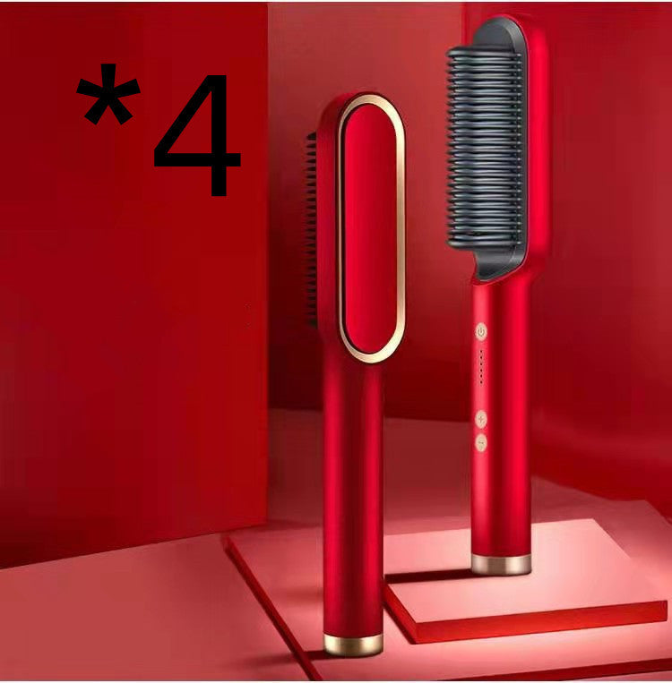 New 2 In 1 Hair Straightener Hot Comb Negative Ion Curling Tong Dual-purpose Electric Hair Brush null