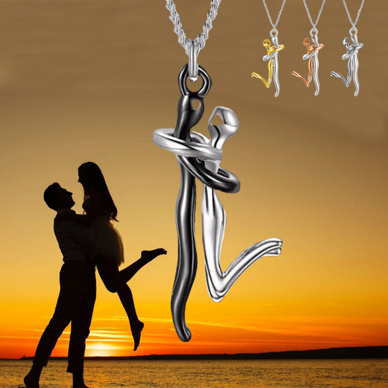 18K Love Hug Necklace Couple Anniversary Valentine's Day Gift Fashion Simple Temperament Clavicle Chain Pendant Necklace null