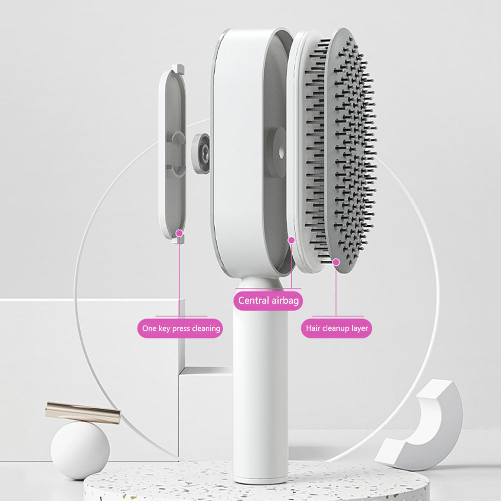 Self Cleaning Hair Brush For Women One-key Cleaning Hair Loss Airbag Massage Scalp Comb Anti-Static Hairbrush null