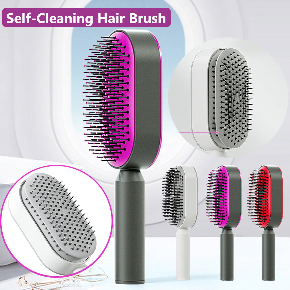 Self Cleaning Hair Brush For Women One-key Cleaning Hair Loss Airbag Massage Scalp Comb Anti-Static Hairbrush null