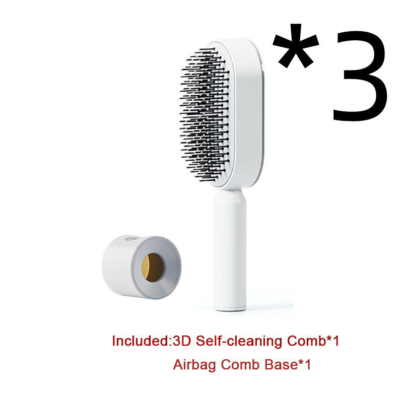 Self Cleaning Hair Brush For Women One-key Cleaning Hair Loss Airbag Massage Scalp Comb Anti-Static Hairbrush null