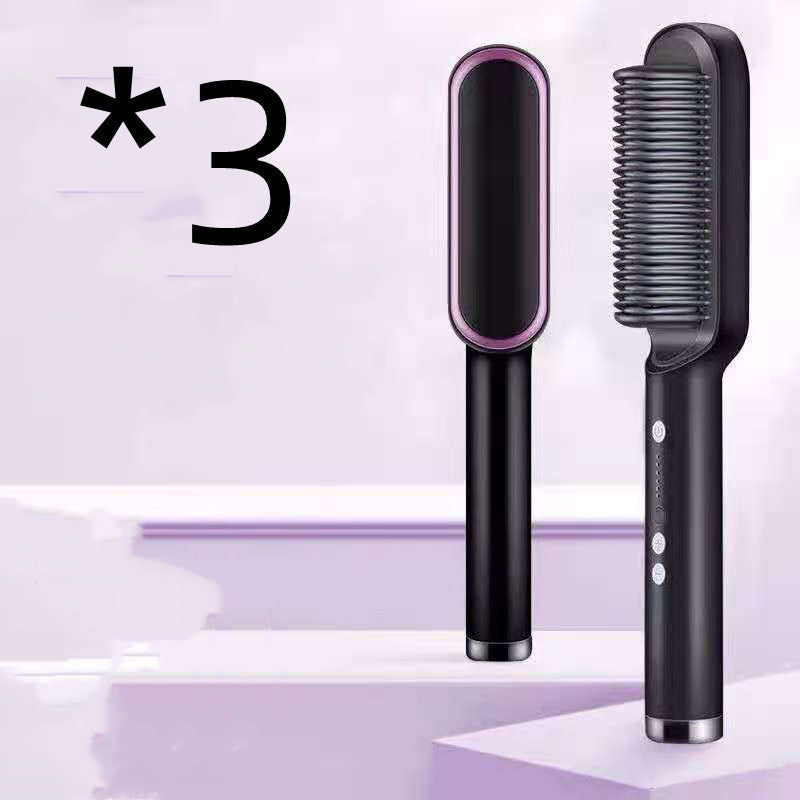 New 2 In 1 Hair Straightener Hot Comb Negative Ion Curling Tong Dual-purpose Electric Hair Brush null